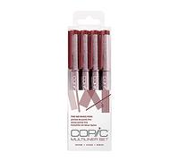 Copic Multiliner Coloured Marker Pen - wine Set 4 pcs. assorted, For Art & Crafts, Colouring, Graphics, Highlighter, Design, Anime, Professional & Beginners, Art Supplies & Colouring Books