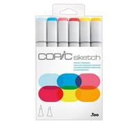Copic Sketch Coloured Marker Pen - Set of 6 Basics, For Art & Crafts, Colouring, Graphics, Highlighter, Design, Anime, Professional & Beginners, Art Supplies & Colouring Books