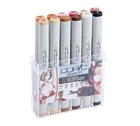 Copic Sketch Coloured Marker Pen - Set of 12 Portrait Colours, For Art & Crafts, Colouring, Graphics, Highlighter, Design, Anime, Professional & Beginners, Art Supplies & Colouring Books