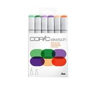 Copic Sketch Coloured Marker Pen - Set of 6 Secondary Tones, For Art & Crafts, Colouring, Graphics, Highlighter, Design, Anime, Professional & Beginners, Art Supplies & Colouring Books
