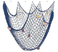 Copiel Fish Net Wall Decor, Nautical Mediterranean Ocean Beach Style Hanging Display Frame with Shells for Party Home Living Room Bedroom Wall Decoration (Blue, 1M x 2M)
