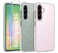 COPIKE Liquid Bling for Samsung Galaxy A56 5G Case with 2 Pack Screen Protector, Cute Sparkly Clear Silicone Shockproof Bumper Phone Case for Women and Girls, Glitter