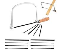 Coping Saw and Assorted Blade Sets, with 3 Sets (12 Saws Blades) Coping Saw Blades, Wooden Handle Fret Saws for Fine Cuts Wood Color Suitable for Woodworking, Furniture Construction DIY Crafts Tool