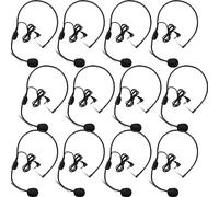 Copkim 12 Pcs Halloween Headset Microphone 3.5mm Connector Jack Headset Mic Microphone Prop with Flexible Wired Boom for Voice Amplifier Speakers Seniors Presentations Singer Teachers Cosplay Costume