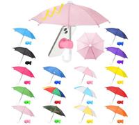 Copkim 16 Sets Phone Umbrella Sun Shade Bulk with Adjustable Fist Hand Suction Cup Stand Universal Cell Phone Umbrella Sun Shield Mobile Holder for Summer Outdoor Beach Pool Travel UV Protection