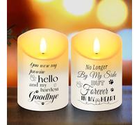 Copkim 2 Pcs Dog Memorial Gifts for Loss of Dog Flameless Memorial Candles LED Pet Loss Sympathy Candles Gifts for Pet Lovers Friends Families in Memory of Doggie Passing Away