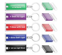 Copkim 30 Pcs Christian Mini Keychain Flashlight LED Keychain Light Bulk Small Flashlight for Religious Party Supplies Bible School Supplies Gifts Events Donate Homeless Outdoor Camping