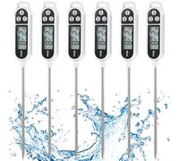 Copkim 6 Pcs Instant Read Meat Thermometer with Long Probe 9.65 Inch Kitchen Cooking Food Candy Thermometer Waterproof Digital Thermometer for BBQ Water Milk Yogurt Liquid Cooking (White)