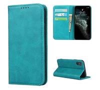 Copmob iPhone X/XS Case, Flip Wallet Leather Case [3 Slots] [Magnetic Closure] Flip Cover Case for iPhone X/XS - Sky Blue