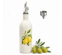 COPORISO Ceramic Olive Oil Dispenser Bottle with Spout, 18 OZ, Lemon