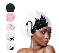 COPOZZ Extra Large Swim Cap, Designed for Long Hair Braids Dreadlocks Weaves Hair Extensions Curls & Afros, Silicone Bathing Cap Swimming Hat for Women Men
