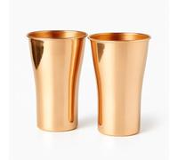 COPPAYA Pure Copper Tumbler Set, 300ml Capacity, Polished Rose Gold Finish, 2 Pack Drinking Cups for Home and Office
