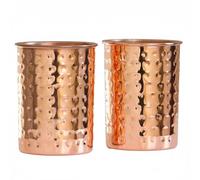 COPPAYA Pure Copper Tumblers Set of 2 (350ml) - Handcrafted Hammared Copper Water Glasses for Daily Drinking - Ayurveda Inspired, Made in India