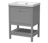 Coppenhall Contemporary 1 Drawer Floor Standing Vanity Unit, Cool Grey, 600mm