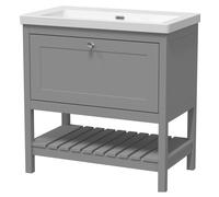 Coppenhall Contemporary 1 Drawer Floor Standing Vanity Unit, Cool Grey, 800mm