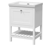 Coppenhall Contemporary 1 Drawer Floor Standing Vanity Unit, Pure White, 600mm