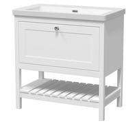 Coppenhall Contemporary 1 Drawer Floor Standing Vanity Unit, Pure White, 800mm