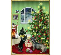 Coppenwrath Festive Dogs Coppenrath Advent Calendar Design by Barbara Behr 29.7 x 42 cm Iridescent glitter / Hole for hanging, Multicolor