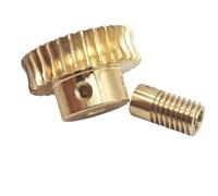 Copper 1:45 Ratio Turbine Worm Gear Set 0.5M 20mm Long Turbine Shaft 0.5 Module 45 Teeth 5mm Bore Worm Gear Pinion(4mm bore rod)
