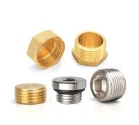 Copper 1/8 1/4 3/8 1/2 3/4 Inch Male Thread Brass Pipe Hex Head End Cap Fitting Coupler Connector Adapter 10Pcs(10pcs Male Plug,1/2")