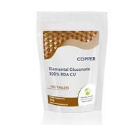 Copper 1mg 90 Tablets - Elemental Gluconate CU for 100% RDA - Essential Trace Mineral Supplement for Immunity & Energy