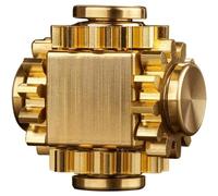 (copper, 3*3*2cm) Pure Brass Cube Gears Linkage Anti-Anxiety Fidget Spinner Toy,Metal DIY EDC Meditation Break Bad Habits ADHD Finger Spinning Toy High Speed Precision