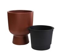 (Copper, 40cm - 37L) Plant Pots Flower Planter 7 Colours 3 sizes Tall Wavy Plastic Pot Boho Elegant