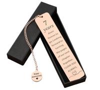 Copper 7th Wedding Anniversary Gifts for Him Her, Romantic Metal Bookmark for Husband Wife, Bronze 7 Year Anniversary Gift for Men Women Couples, Unique Bookmarks for Men (1count)
