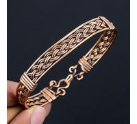 (copper, Adjustable) Pure Copper Wire Wrapped Handmade Adjustable Cuff Fancy Bangle Gift For Her