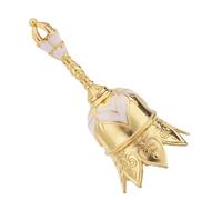 Copper Alloy Hand Bell, Super Loud Golden Lotus Bell with Handle Dinner Call Handbell for Elderly Restaurant Servicing Calling Meditation Church Home Wedding Gift (White Gold)
