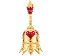 Copper Alloy Hand Bell, Super Loud Golden Lotus Bell with Handle Dinner Call Handbell for Elderly Restaurant Servicing Calling Meditation Church Home Wedding Gift (Red Gold)