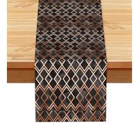 Copper And Black Geo Diamonds, Table Runner, Imitation Linen Table Runner For Home Party Dining Room 33x183 cm