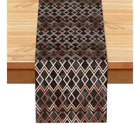 Copper And Black Geo Diamonds, Table Runner, Imitation Linen Table Runner For Home Party Dining Room 33x183 cm