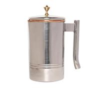 Copper and Stainless Steel Jug | Outer Stainless Steel and Inner Copper Jug for Ayurveda Health Benefits (1.5 Liter Brass Knob)