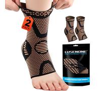 Copper Ankle Support for Women & Men, 2 Pack Achilles Tendonitis Support Socks, Compression Ankle Brace Support for Sprained Ankle, Ligament Damage, Plantar Fasciitis, Running, Sports