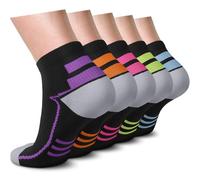 Copper Antibacterial Compression Socks for Men & Women - 5 Pairs Copper Infused Ankle Socks for Athletic&Travel, 04 C-multicolour 06, Large-X-Large