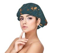 Copper Art Deco On Emerald,Adult's Satin Sleeping Cap - Women's Elastic Sleep Bonnet, Adjustable Overnight Hair Cover