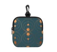 Copper Art Deco On Emerald, Square Zipper Storage Bag, Neoprene Coin Purse, Small Wallets, Change Pouch, Change Purse