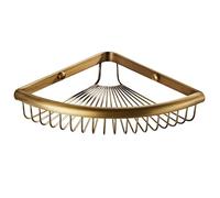 Copper Basket Antique Toilet Single Layer Storage Basket Bathroom Corner Frame Triangular Basket Shelf Single Layer, Antique Color