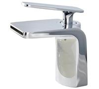 Copper Bathroom Basin Faucet Waterfall Wash Basin Cold and Hot Mixer Tap Single Handle Basin tap Brushed Gold/Black/Chrome (Color : Brushed Gold)