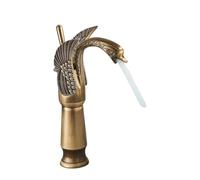 Copper Bathroom Sink Deck Mount Single Hole Hot Cold Mixer Faucet for Wash Basin Elegant Tap with Design，Tall Antique
