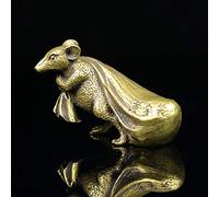 Copper Big Mouse Figurines Miniatures Chinese Ornament Desktop Decoration Craft Retro Animal Rat Pull Money Bag Statue
