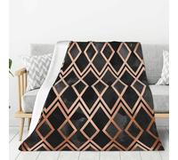 Copper & Black Geo Diamonds Super Soft Throw Flannel Blanket Thick Comfy Cozy Couch 80"x60"