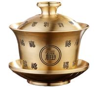 Copper Blessing Cup Tea Set Traditional Tea Bowl Chinese Tea Cup Buddha Sacrifice Wine Cup for Restaurants Kitchen