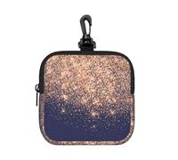 Copper Blue Navy Rose Glitter Makeup Artist Beauty, Square Zipper Storage Bag, Neoprene Coin Purse, Small Wallets, Change Pouch, Change Purse