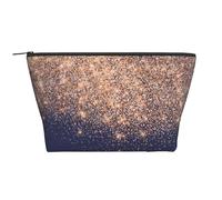 Copper Blue Navy Rose Glitter Makeup Artist Beauty, Toiletry Pouch Makeup Bag Cosmetic Bag Portable Travel Toiletry Bag