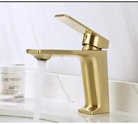 copper body bathroom toilet upper and lower basin faucet face washing hair black and white lacquered basin single hole hot and cold water faucet, low brushed gold
