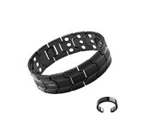 Copper Bracelet for Men with Ultra Strength Magnets, Solid Copper Adjustable Magnetic Cuff Bangle Bracelet for Women and Copper Ring Gift Box Included (D)