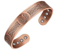 Copper Bracelet for Men Women,Tree of Life and Celtic Knot Design Copper Magnetic Bracelets Cuff Bangle with 12pcs Powerful Magnets(Each 3800 Gauss), Adjust Size with Gift Box