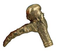 Copper Brass CHINESE crafts decoration Asian Chinese Old Hand Bronze Carved Buddha Sage Statue Walking SticK Head